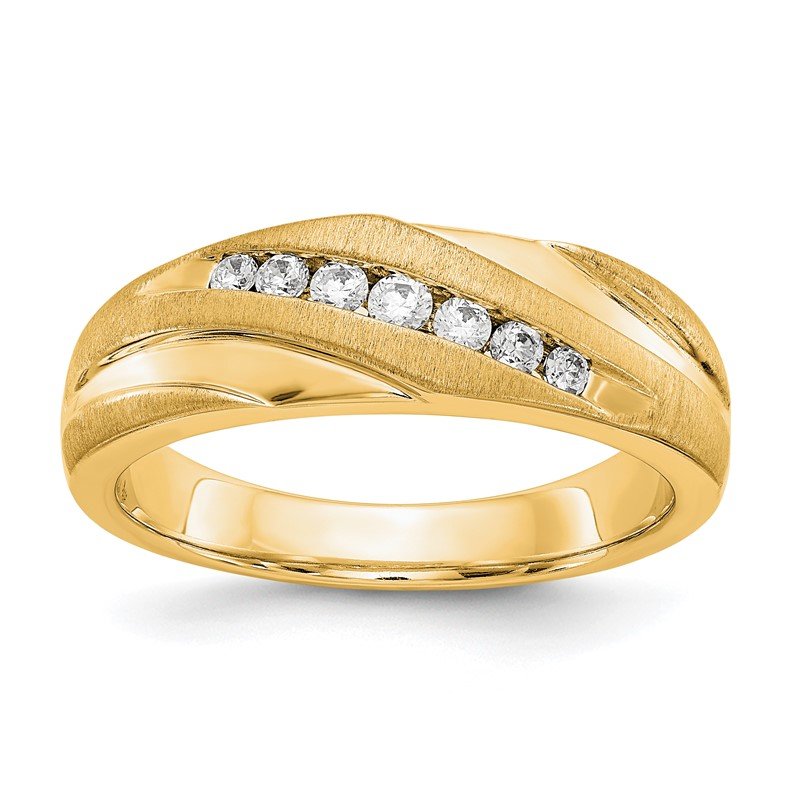 14K White Gold Men's 1/4 carat Lab Grown Diamond VS+ F+ Complete Brushed and Polished Band