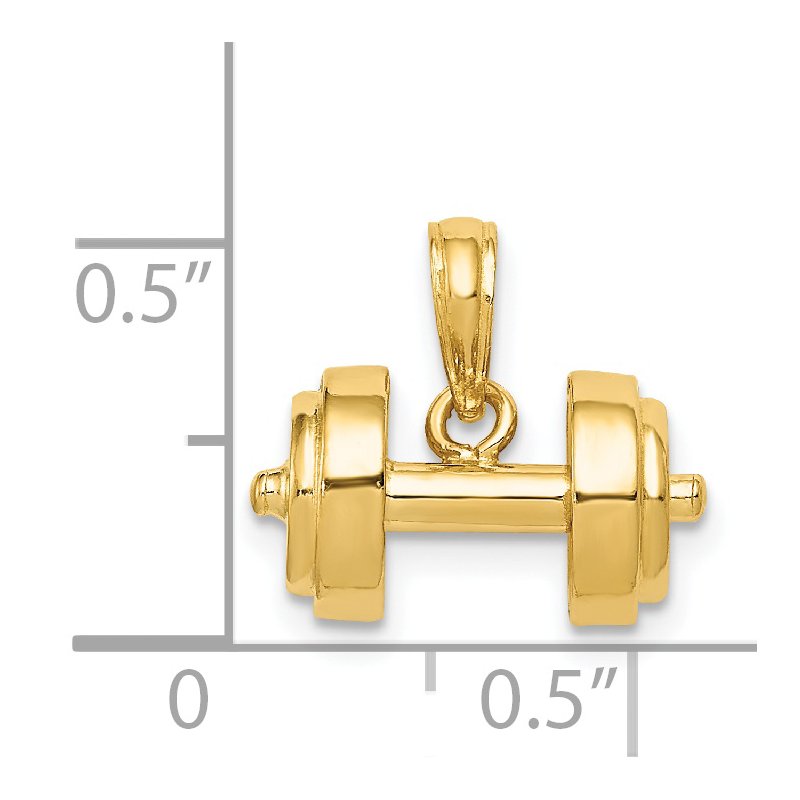 14k 3-D Single Barbell Pendant