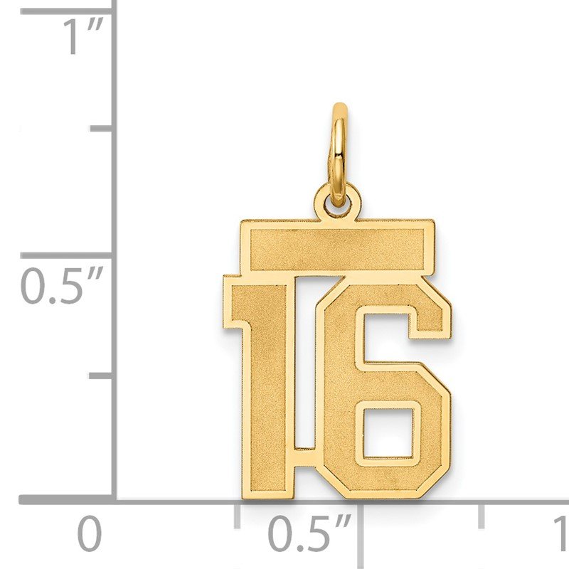 14k Small Satin Number 16 Charm
