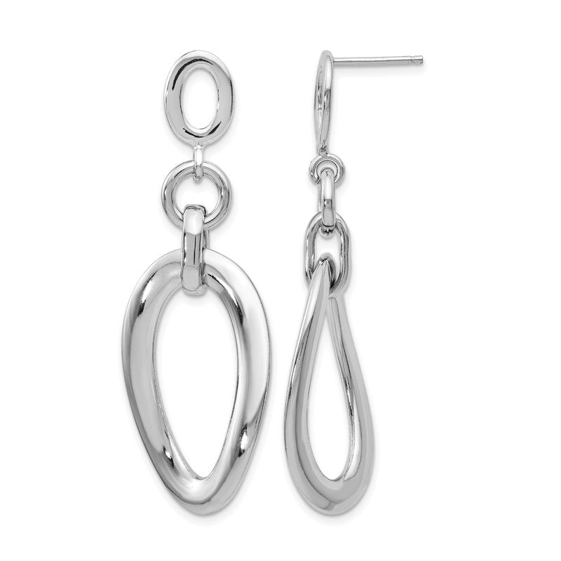 Sterling Silver RH-plated Polished Post Dangle Earrings
