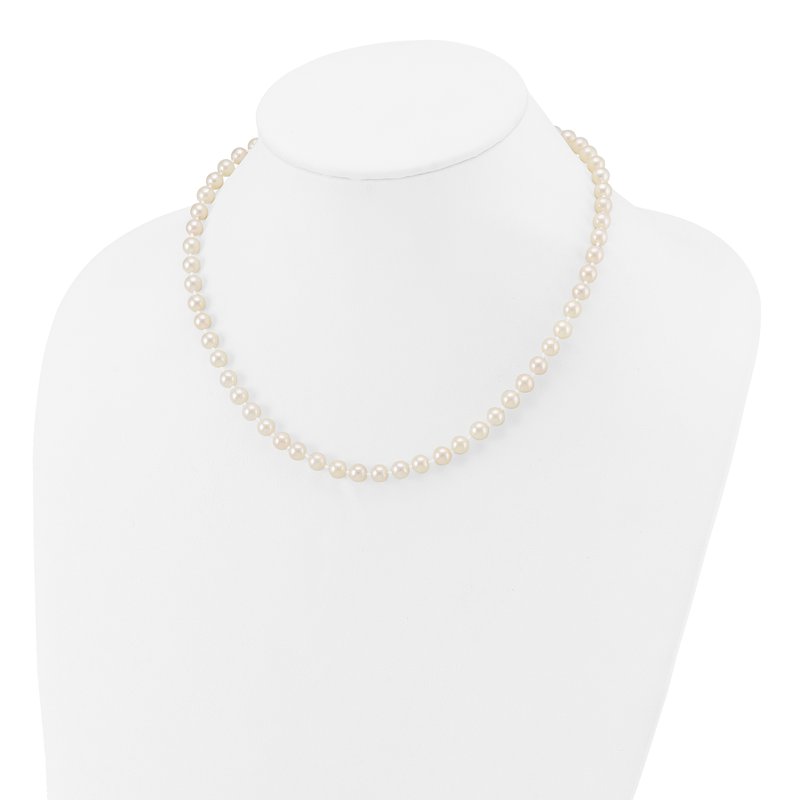 14k 5-6mm White Round Akoya Saltwater Cultured Pearl 16 inch Necklace