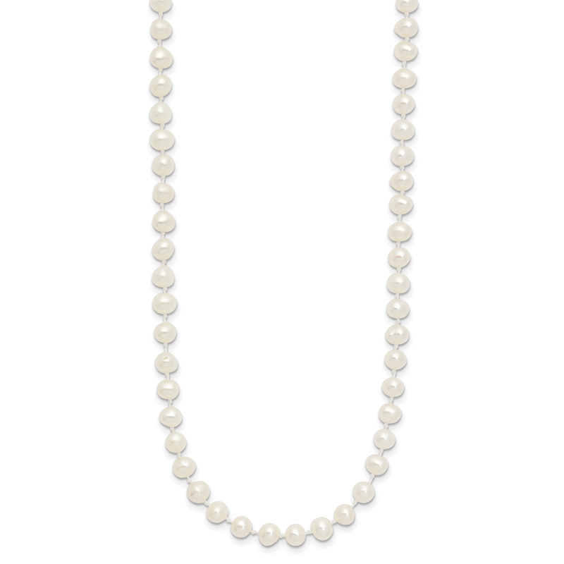 14k 4-5mm White Semi-Round Freshwater Cultured Pearl 12 inch Necklace