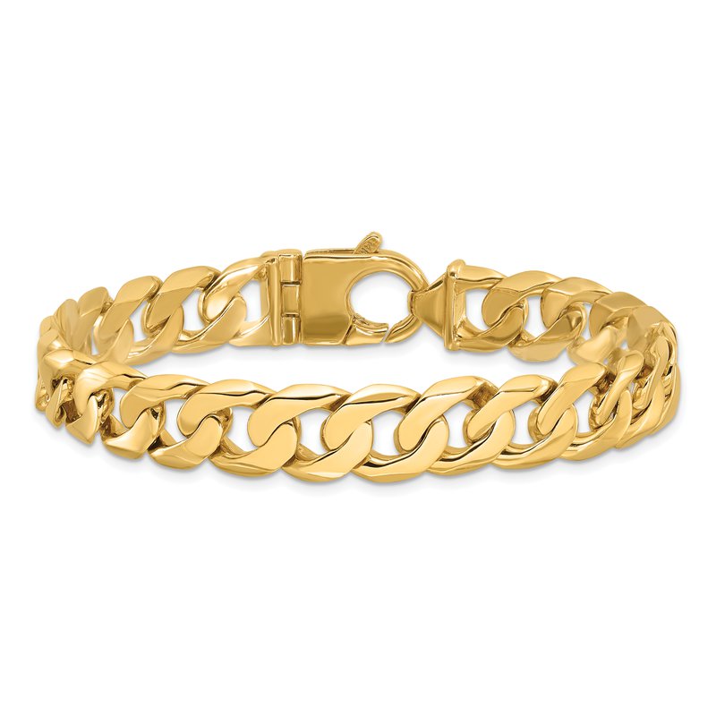 14K 20 inch 11mm Hand Polished Fancy Link with Fancy Lobster Clasp Chain