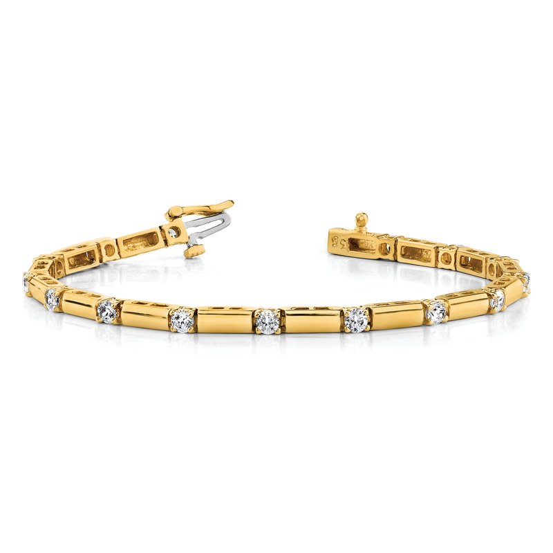 14k Complete 1 carat Round AA Diamond Bar Link 7 inch Tennis Bracelet
