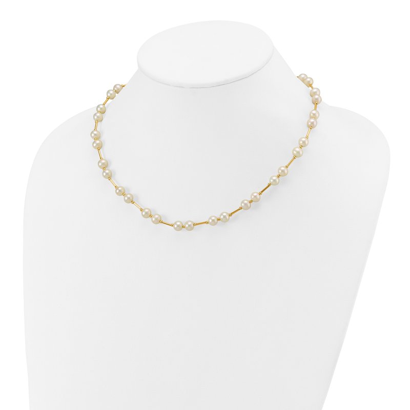 14k 6-7mm White Near-Round Freshwater Cultured Pearl Beaded 18 inch Necklace