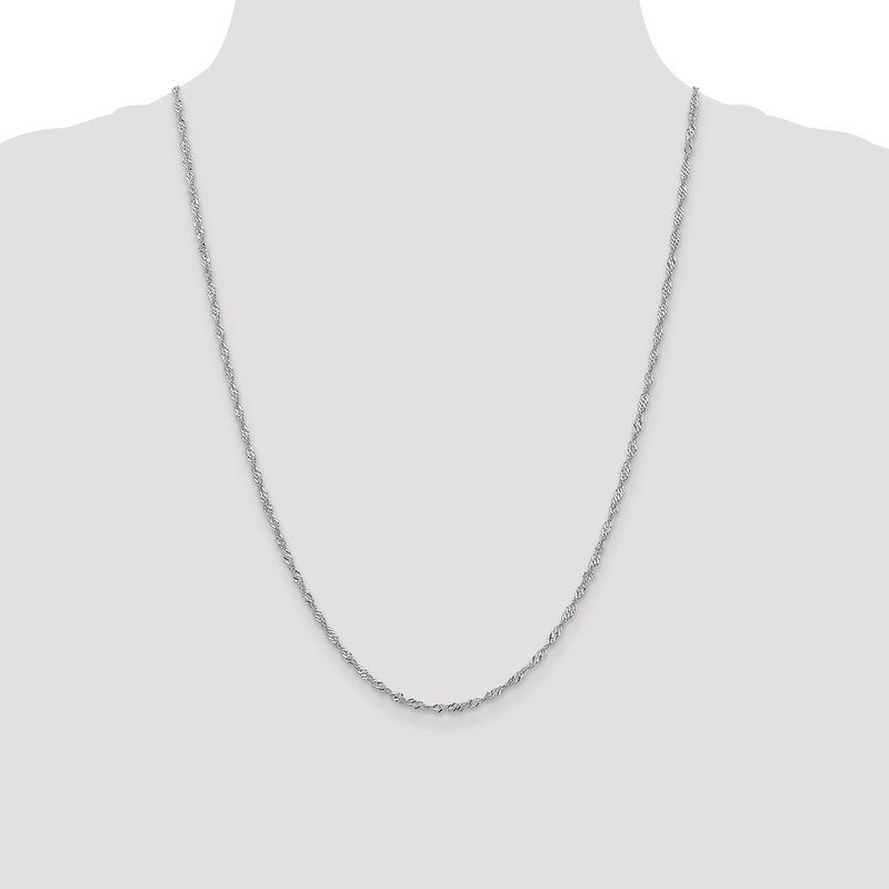 14K White Gold 1.9mm Singapore Chain Anklet