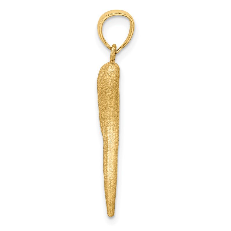 14k Solid Diamond-cut 3-D Italian Horn Charm