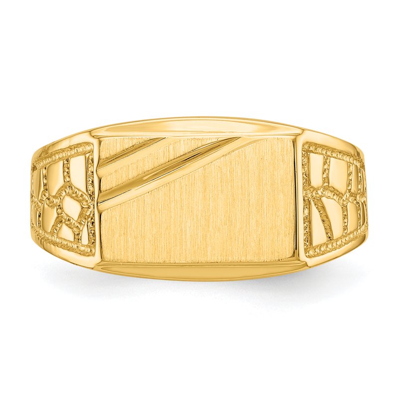 14k 13.0x8.5mm Open Back Mens Signet Ring