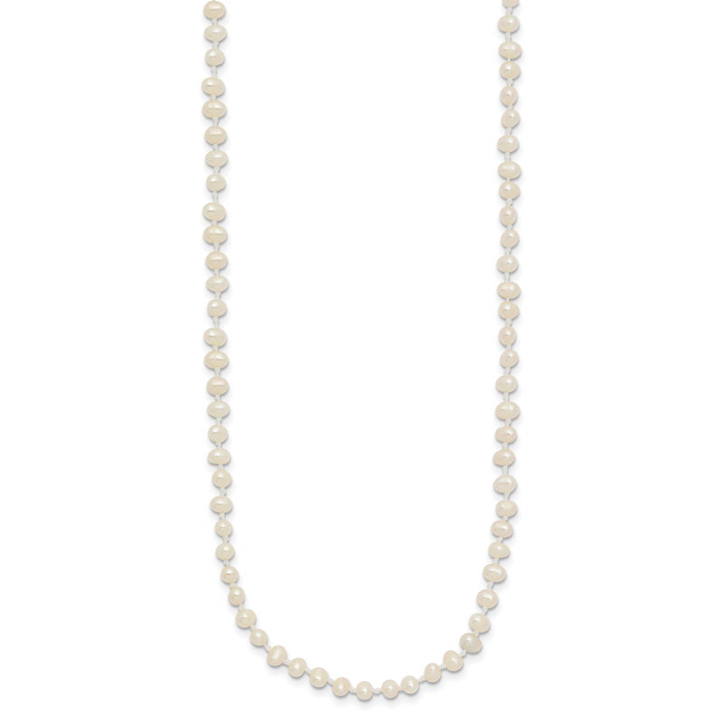 14k Children's 3-4mm White Semi-Round Freshwater Cultured Pearl 12 inch Necklace