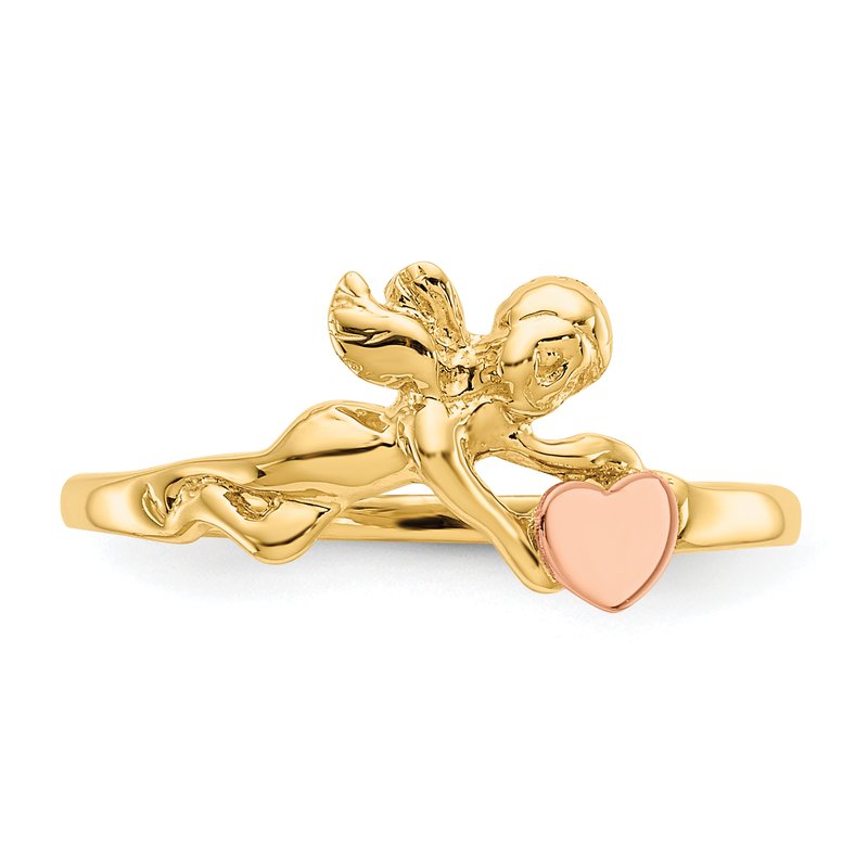 14K Two-tone Angel &amp; Satin Heart Ring