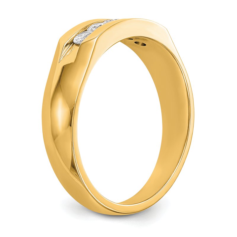 14K White Gold Men's 1/3 carat Lab Grown Diamond VS+ F+ Complete Channel Five Stone Band