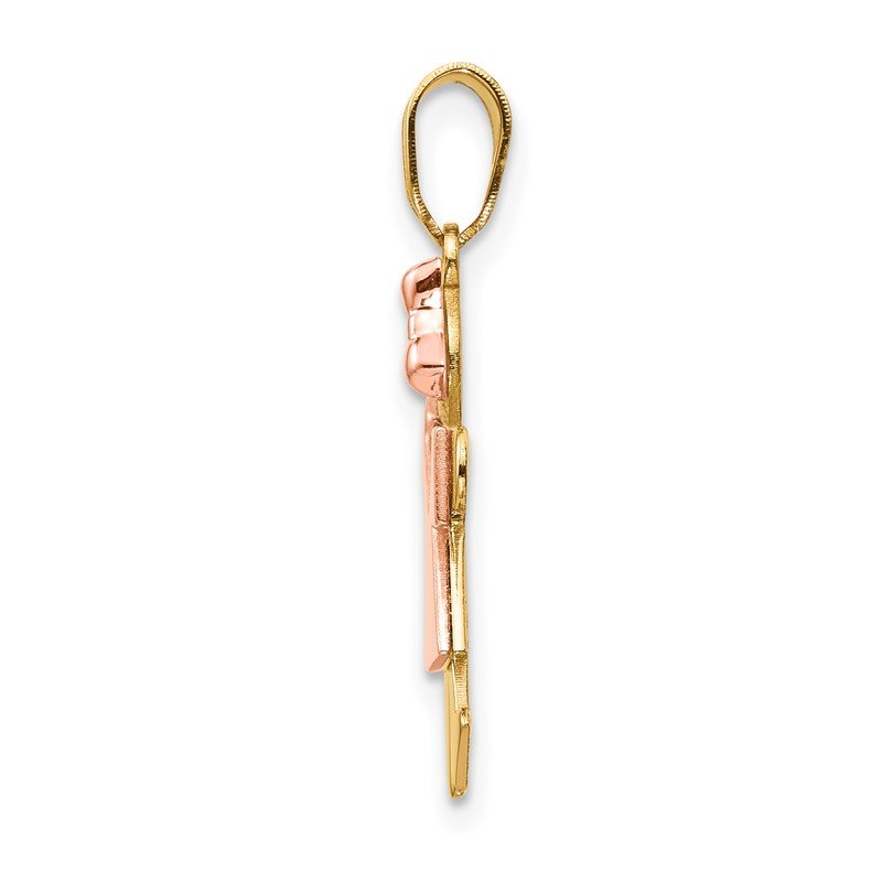14k Two-tone The Kids Small Girl with Bow on Right Engravable Kiss Charm
