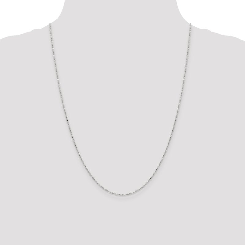 14K White Gold 10 inch 1.2mm Diamond-cut Beaded with Lobter Clasp Anklet