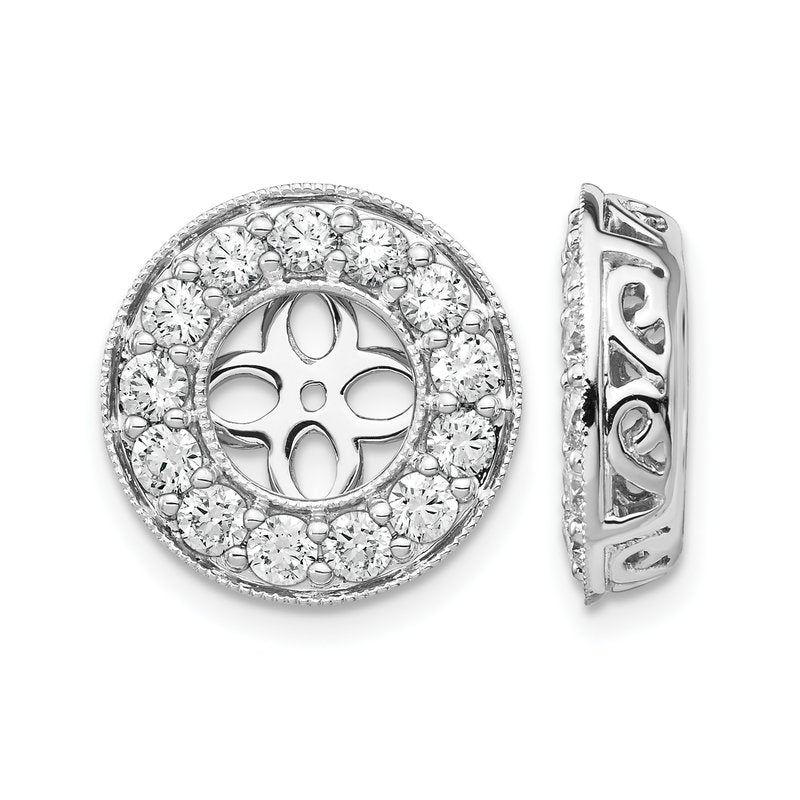 14K White Gold 1 carat Lab Grown Diamond VS+ F+ for 6-6.5mm Studs Complete Earring Jackets