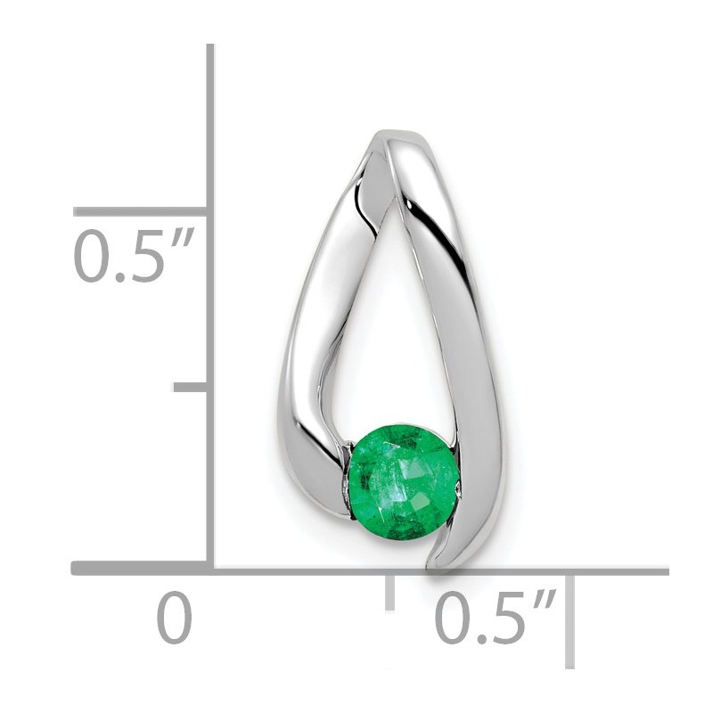 14k White Gold 4mm Round Emerald Chain Slide