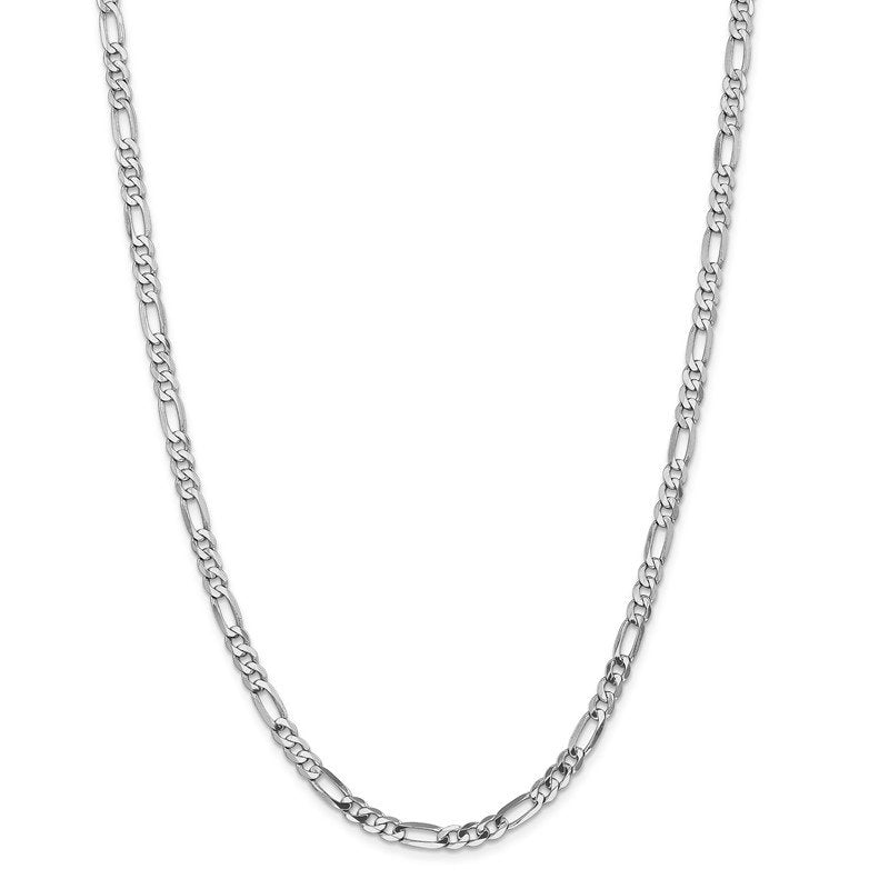 14K White Gold 26 inch 4.5mm Flat Figaro with Lobster Clasp Chain