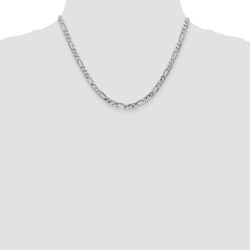 14K White Gold 26 inch 4.5mm Flat Figaro with Lobster Clasp Chain
