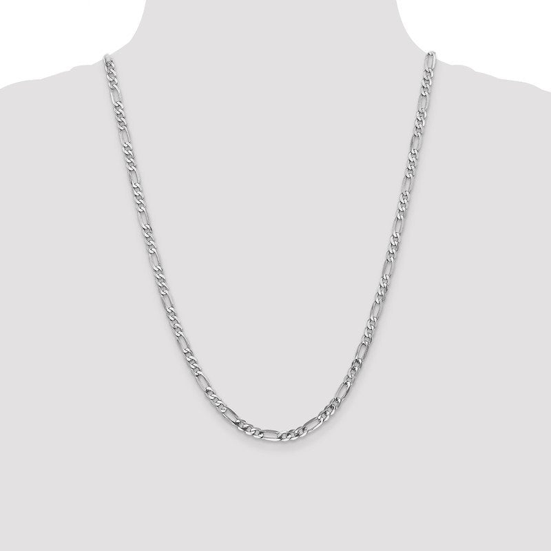 14K White Gold 26 inch 4.5mm Flat Figaro with Lobster Clasp Chain