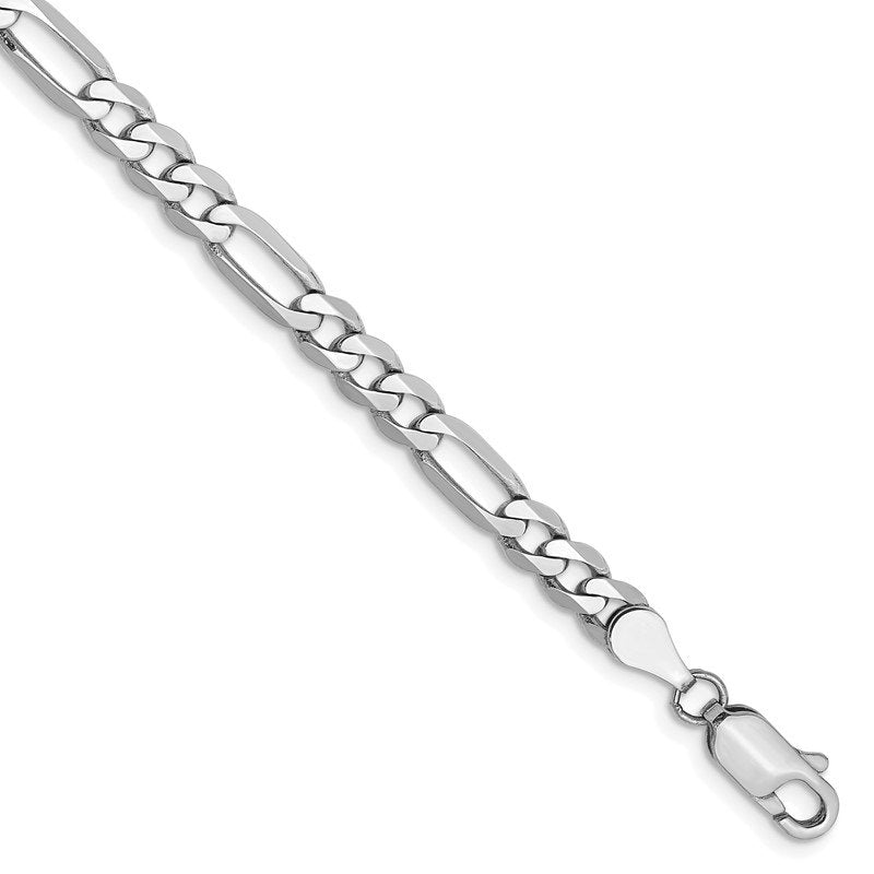 14K White Gold 26 inch 4.5mm Flat Figaro with Lobster Clasp Chain
