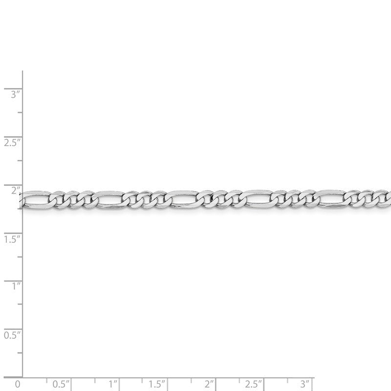 14K White Gold 26 inch 4.5mm Flat Figaro with Lobster Clasp Chain