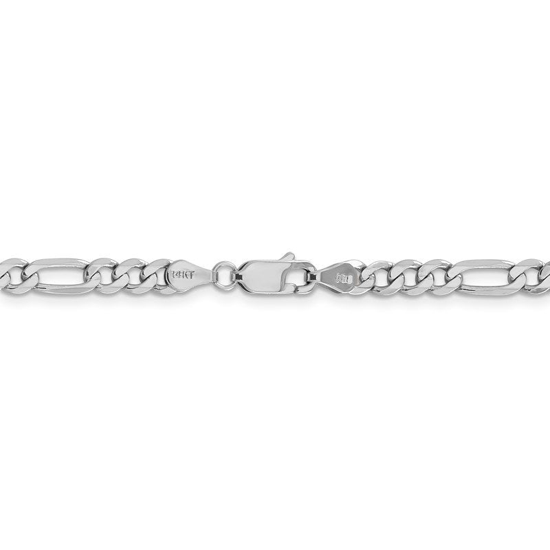 14K White Gold 26 inch 4.5mm Flat Figaro with Lobster Clasp Chain