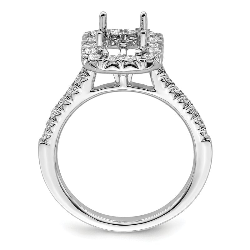 14K White Gold 1/4 carat Lab Grown Diamond VS+ F+ Semi-Mount Emerald Halo Engagement Ring