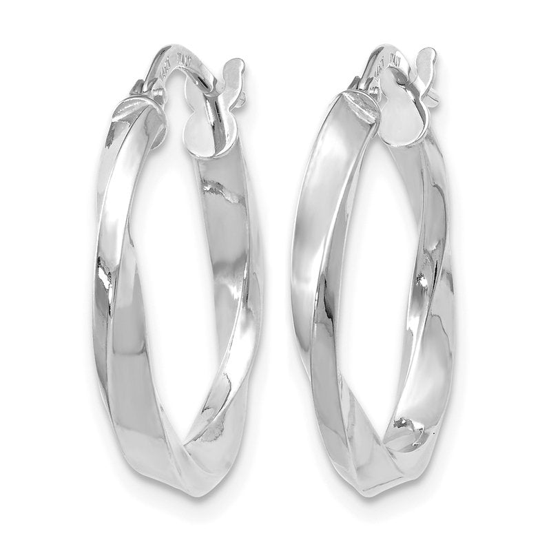 14K White Gold Polished Twisted Hoop Earrings