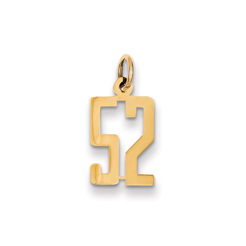14k Small Elongated Number 52 Charm