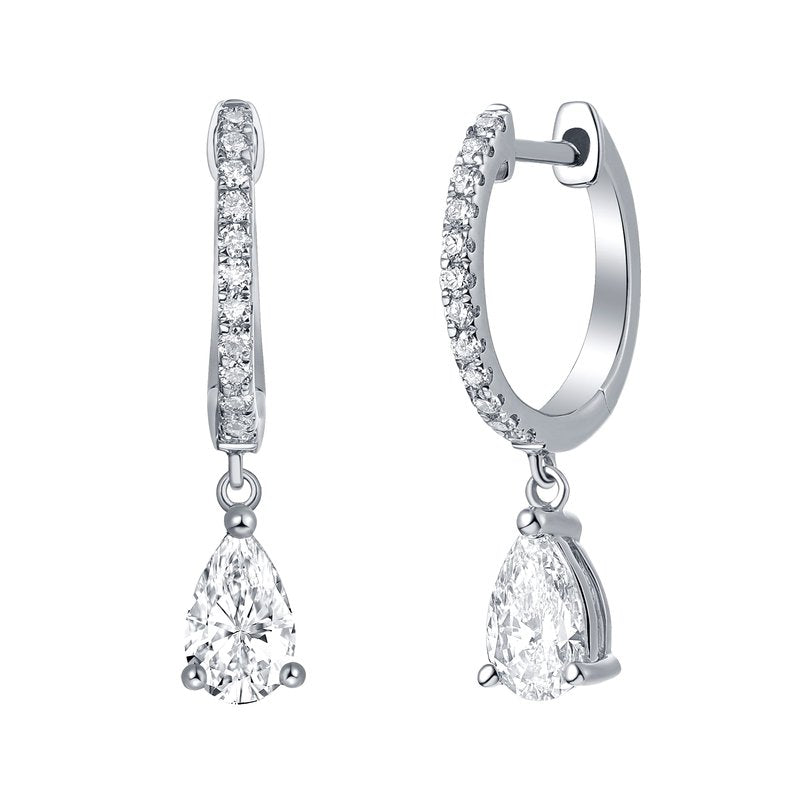 Smiling Rocks 0.77Ct E-F/SI1 Lab Grown Diamond Dangling Mini Hoop Earrings