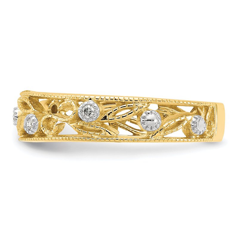 14k White Gold Flower Vine Design Diamond Ring