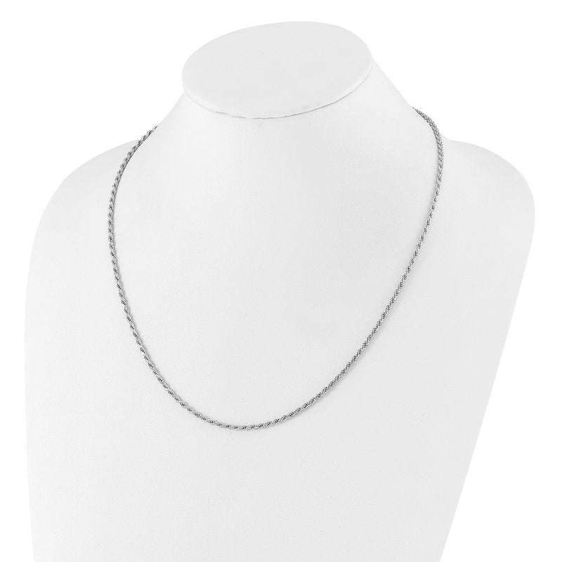 Sterling Silver RH-plated Adjustable 2.25mm D/C Rope Chain