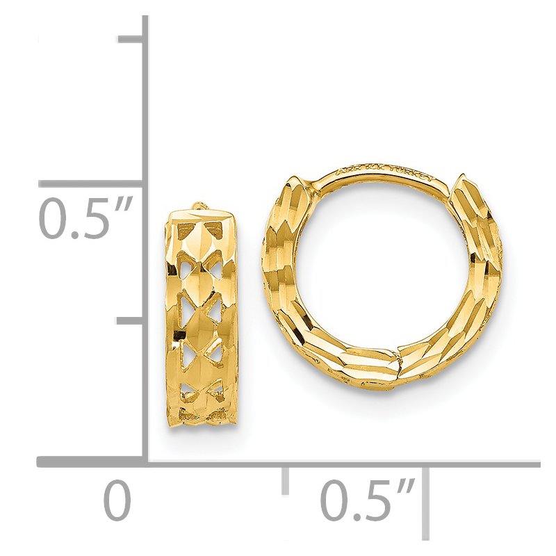 14k White Gold Cut-out Design Hinged Hoop Earrings