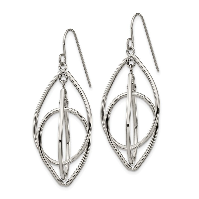 Stainless Steel Polished Dangle Shepherd Hook Earrings