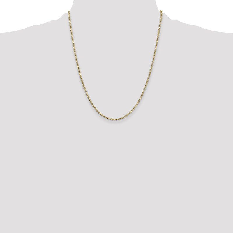 14K 26 inch 2.2mm Diamond-cut Round Open Link Cable with Lobster Clasp Chain