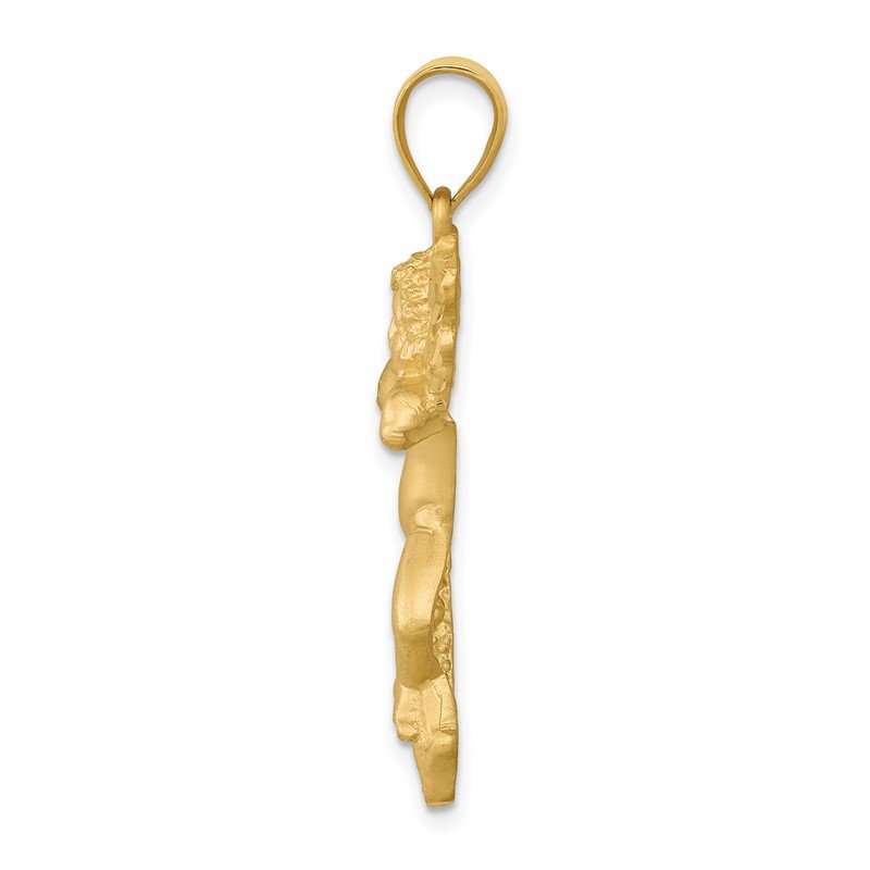 14K Satin Diamond-cut Angel Pendant