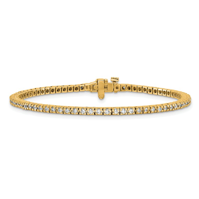 14K Yellow Gold 1 1/4 carat Lab Grown Diamond VS+ F+ Complete Tennis Bracelet
