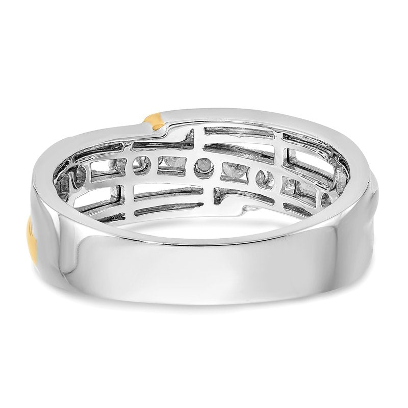 14K Two-tone Men's 1/3 carat Lab Grown Diamond VS/SI  D E F  Brushed and Polished Band