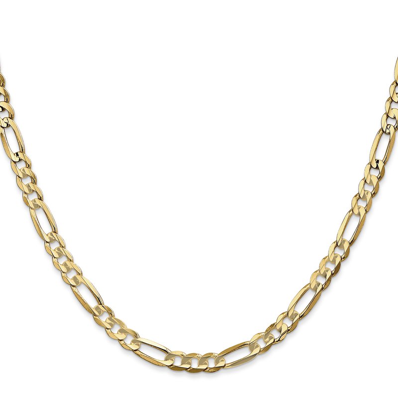 14K 26 inch 4.5mm Concave Open Figaro with Lobster Clasp Chain