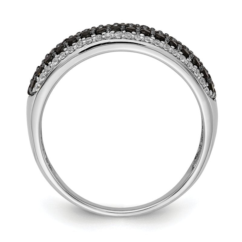 14k White Gold White and Black Diamond Band Ring