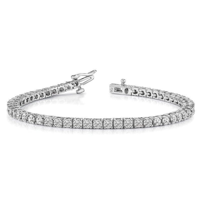 14k White Gold Complete 3.92 carat Round VS Diamond 4-prong 7 inch Tennis Bracelet
