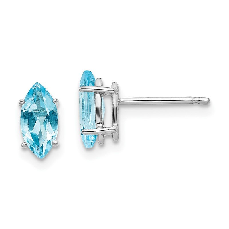 14k White Gold 8x4mm Marquise Blue Topaz Post Earrings