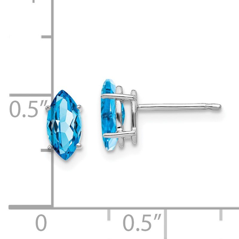 14k White Gold 8x4mm Marquise Blue Topaz Post Earrings