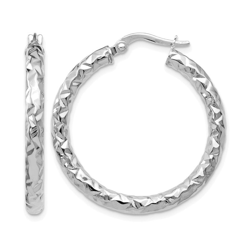 14K ForeverLite White Gold Polished and Textured Earrings