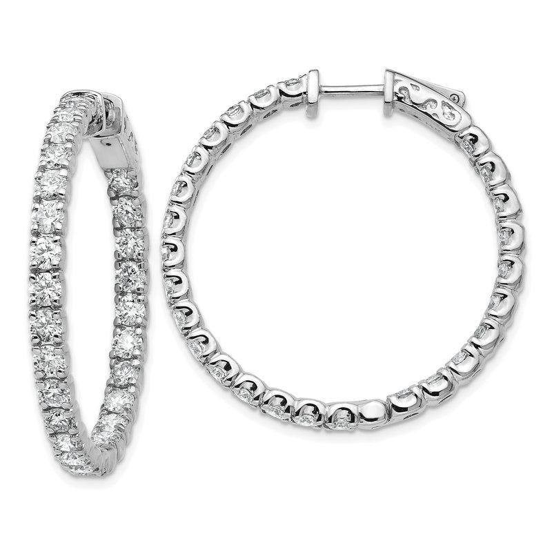 14K White Gold 4 7/8 carat Lab Grown Diamond VS+ F+ Complet In and Out Hoop Earrings