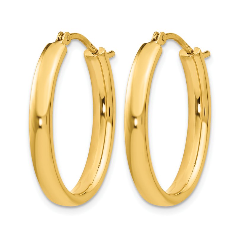 Sterling Silver Gold-plated Polished Oval Hoop Earrings