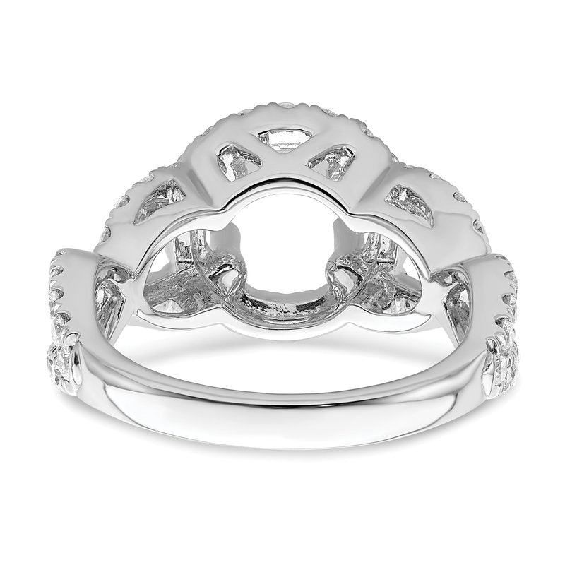 14K White Gold 3/4 carat Lab Grown Diamond VS/SI  D E F  Semi Mount Round Halo Engagement Ring