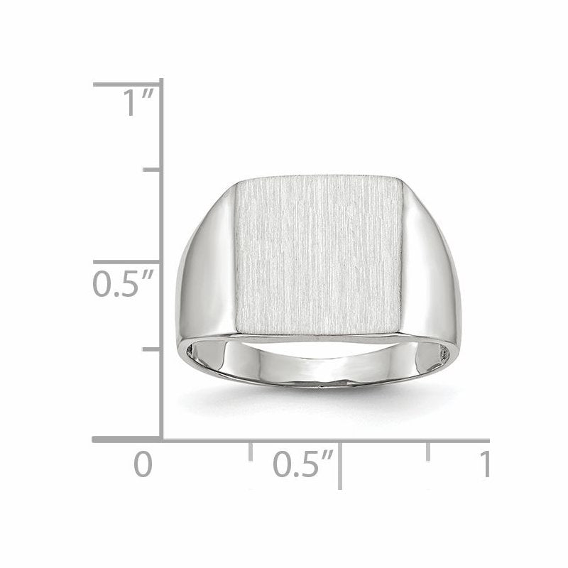 14k White Gold 13.0x13.0mm Closed Back Signet Ring