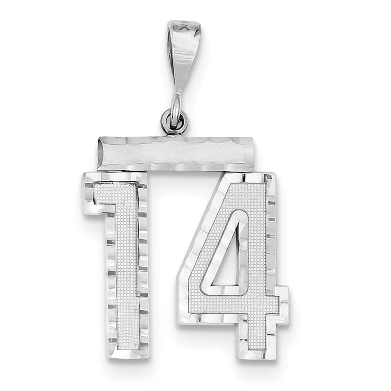 14kw Large Brushed Diamond-cut Number 14 Charm
