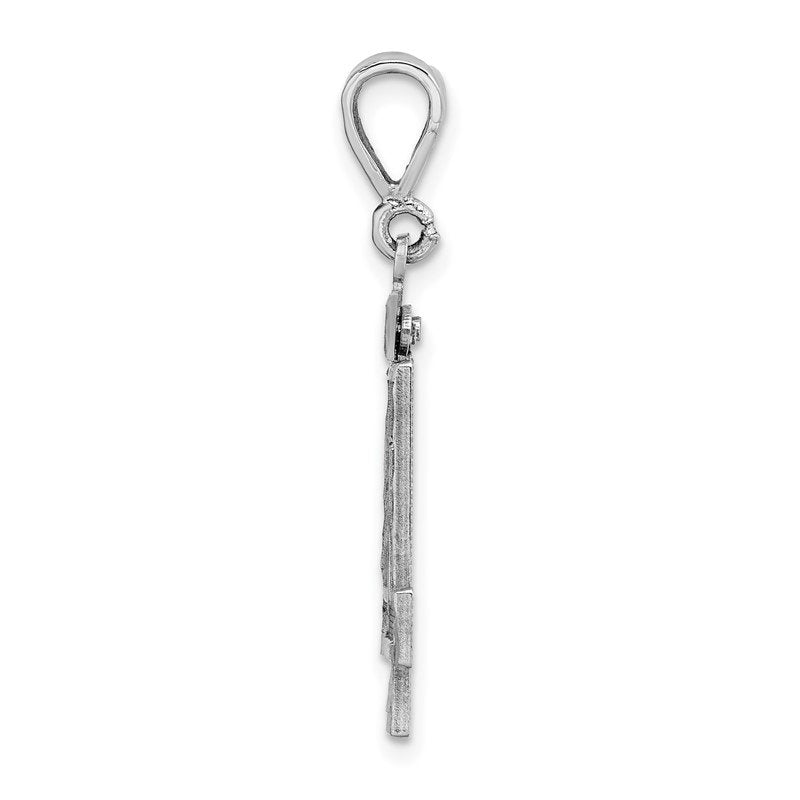 14kw Large Brushed Diamond-cut Number 14 Charm
