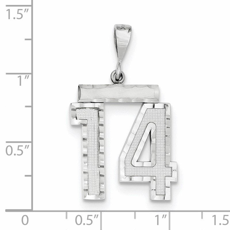 14kw Large Brushed Diamond-cut Number 14 Charm